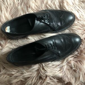 Black leather oxfords